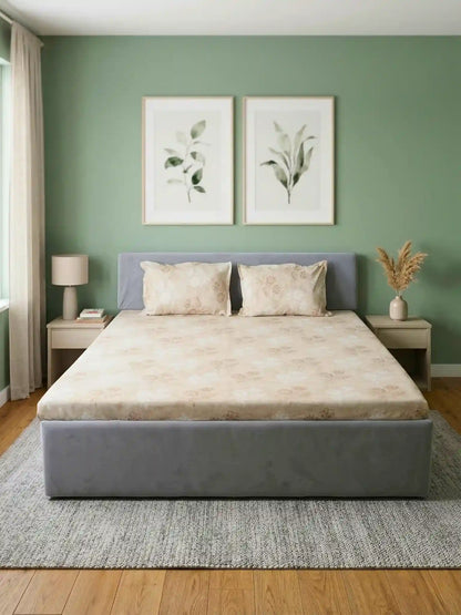 Soft Feel, Jardin Floral Double Bed Sheet Set with 2 Pillow Cases – 100% Cotton (210 TC)