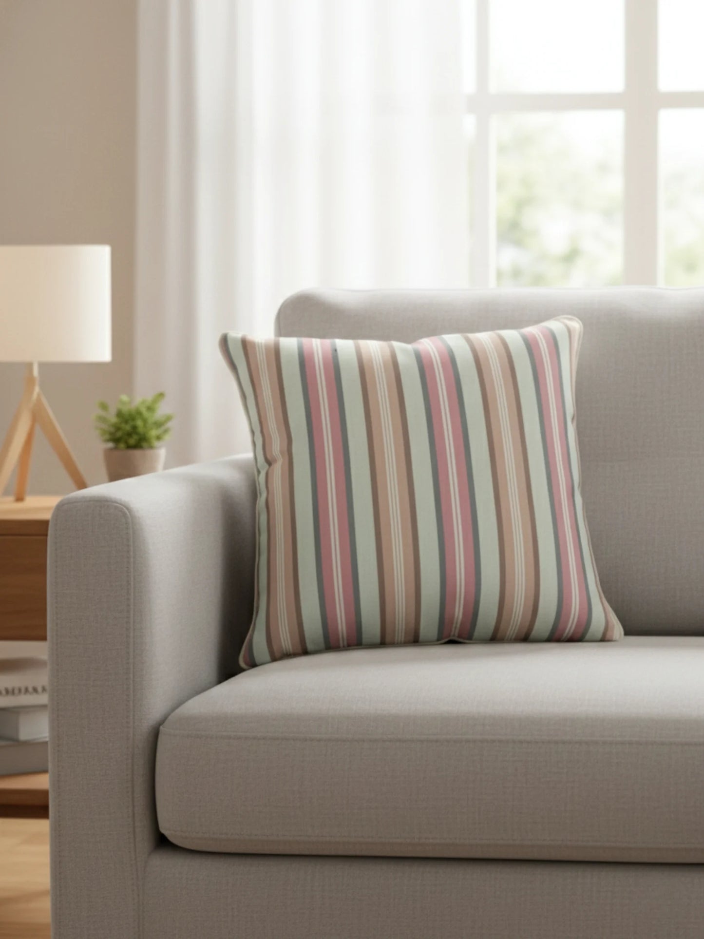Striped Cushion Covers with Hidden Zipper (Set of 5)