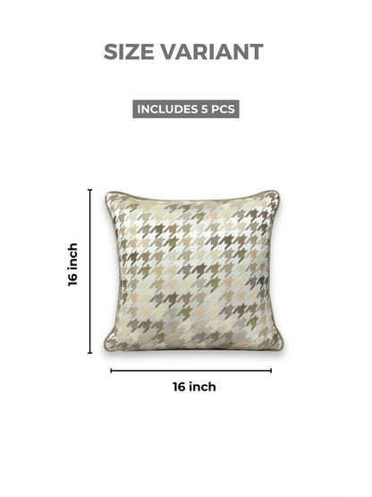 Houndstooth Cushion Covers with Hidden Zipper (Set of 5)