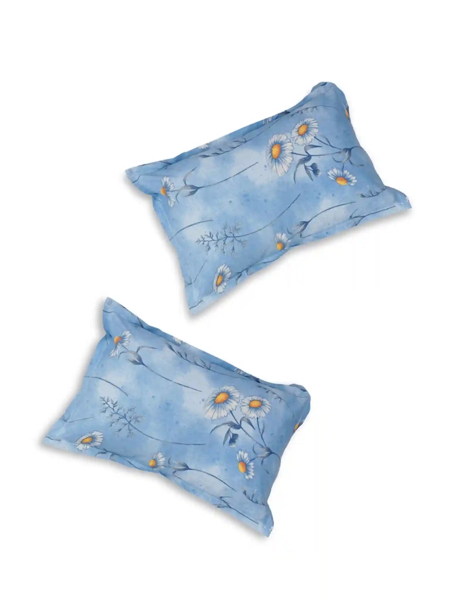 Soft Feel Blue Floral Cotton Double Bedsheet Set