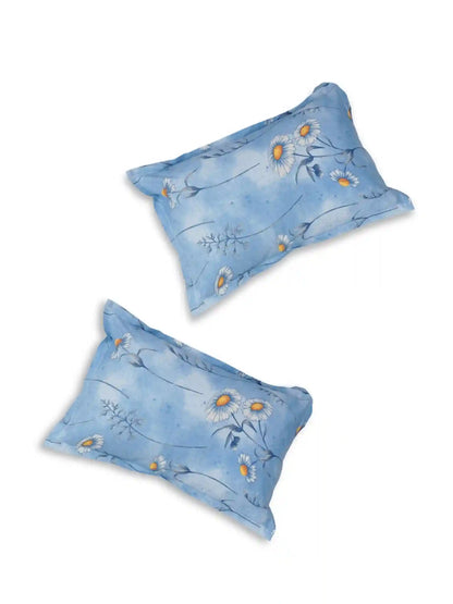 Soft Feel Blue Floral Cotton Double Bedsheet Set
