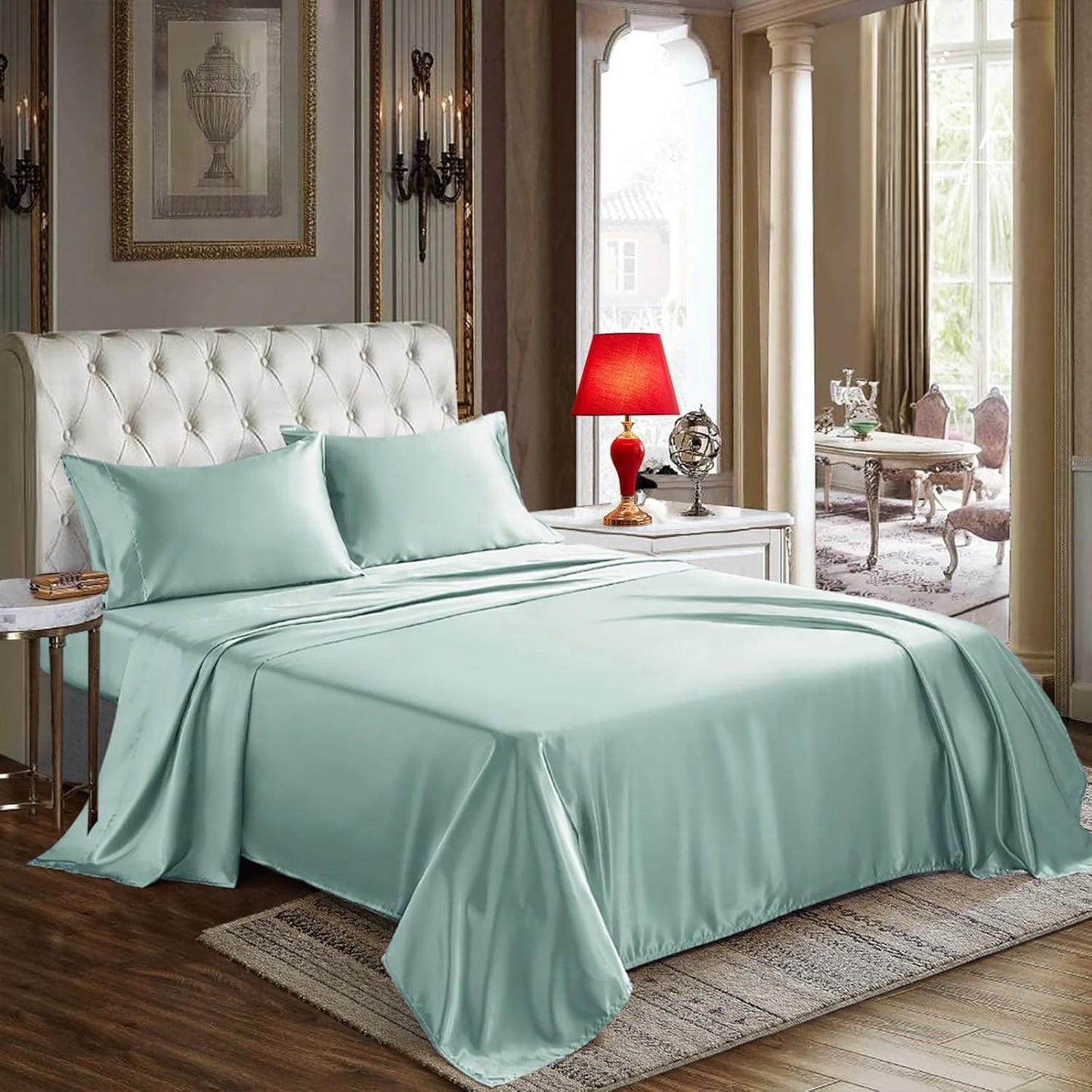 AtoZ Home Decor 400 TC Satin Silk King Bedsheet Set – Soft & Breathable