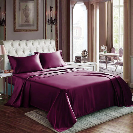 AtoZ Home Decor 400 TC Satin Silk King Bedsheet Set – Soft & Breathable