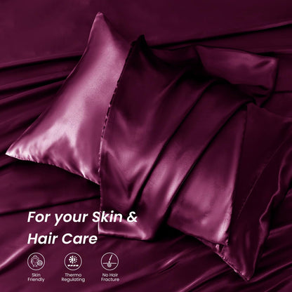 AtoZ Home Decor 400 TC Satin Silk King Bedsheet Set – Soft & Breathable