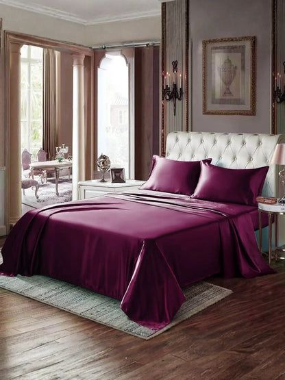 AtoZ Home Decor 400 TC Satin Silk King Bedsheet Set – Soft & Breathable