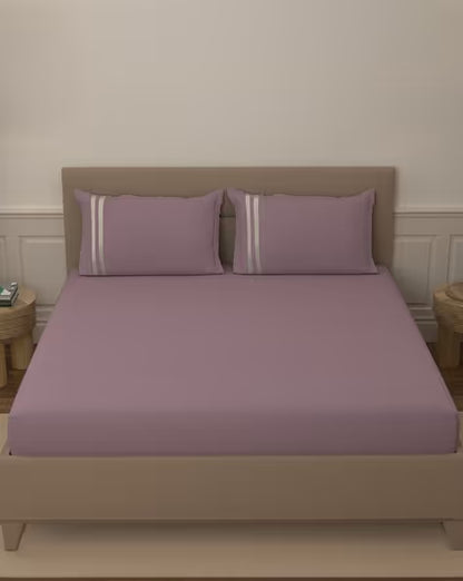 Atoz Home Decor 250 TC Tranquil Cotton Bedsheet Set with Striped Trim