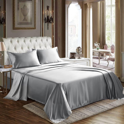 AtoZ Home Decor 400 TC Satin Silk King Bedsheet Set – Soft & Breathable
