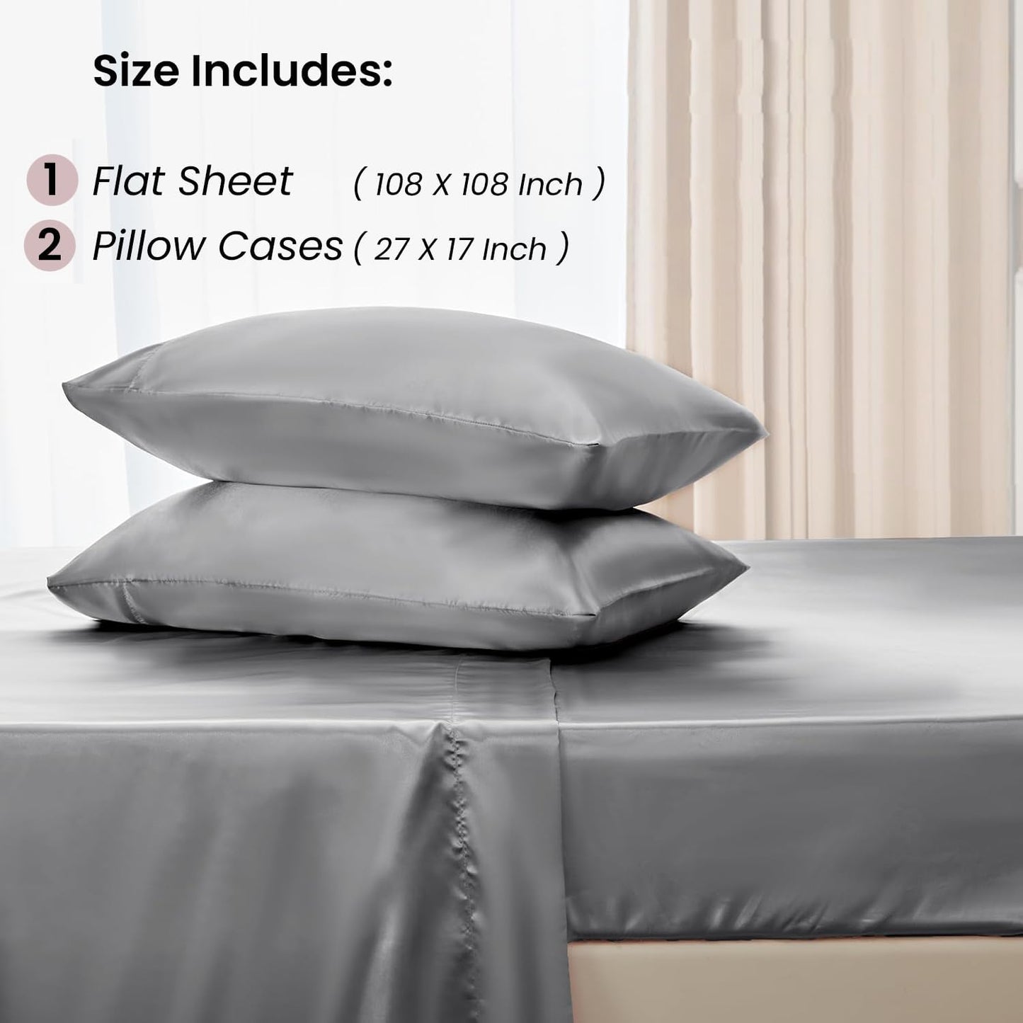 AtoZ Home Decor 400 TC Satin Silk King Bedsheet Set – Soft & Breathable