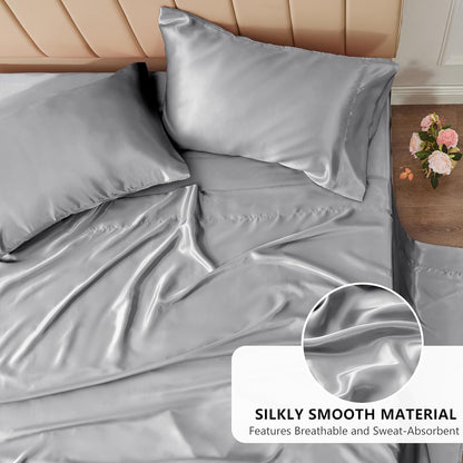 AtoZ Home Decor 400 TC Satin Silk King Bedsheet Set – Soft & Breathable