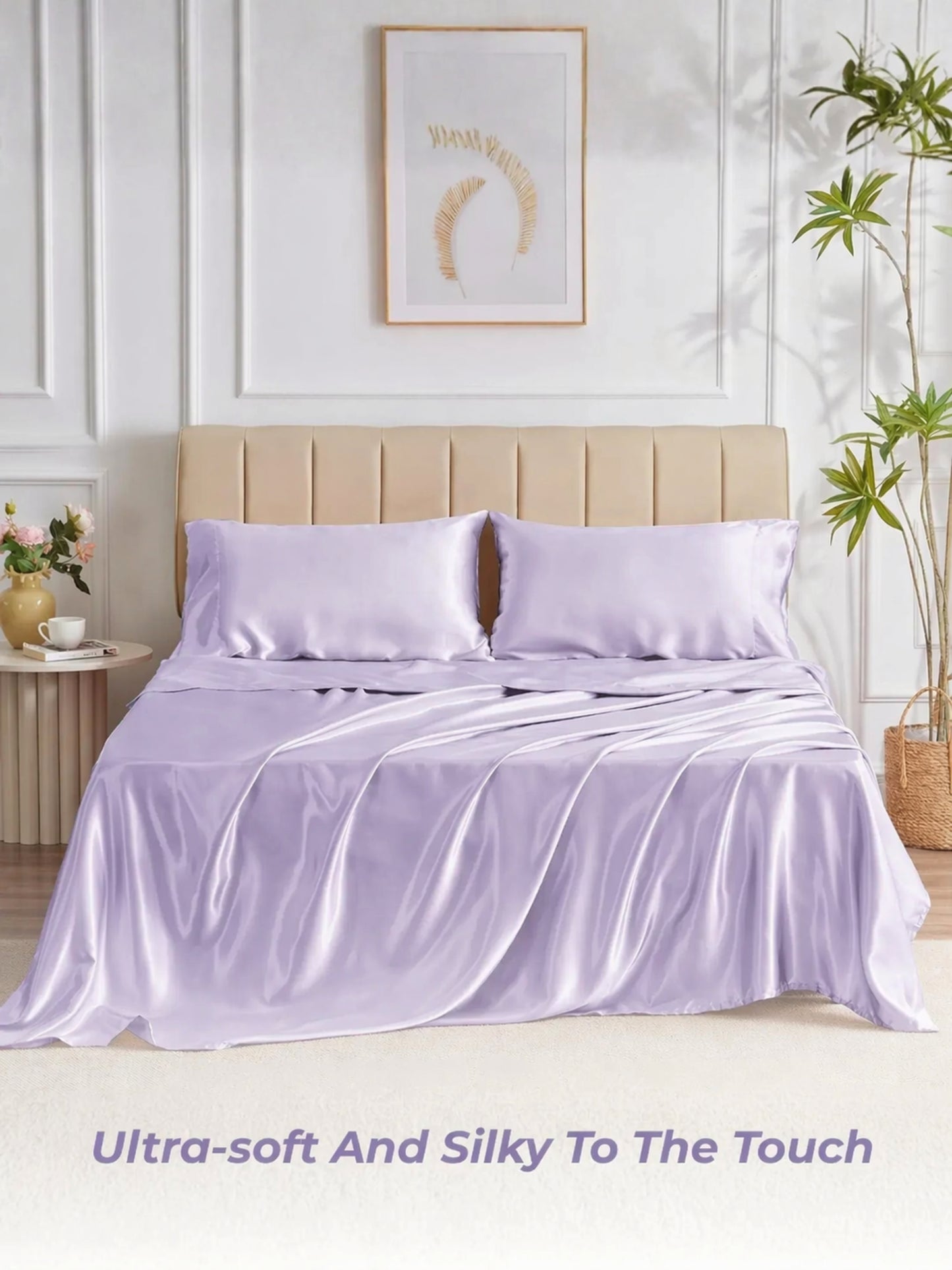 AtoZ Home Decor 400 TC Satin Silk King Bedsheet Set – Soft & Breathable