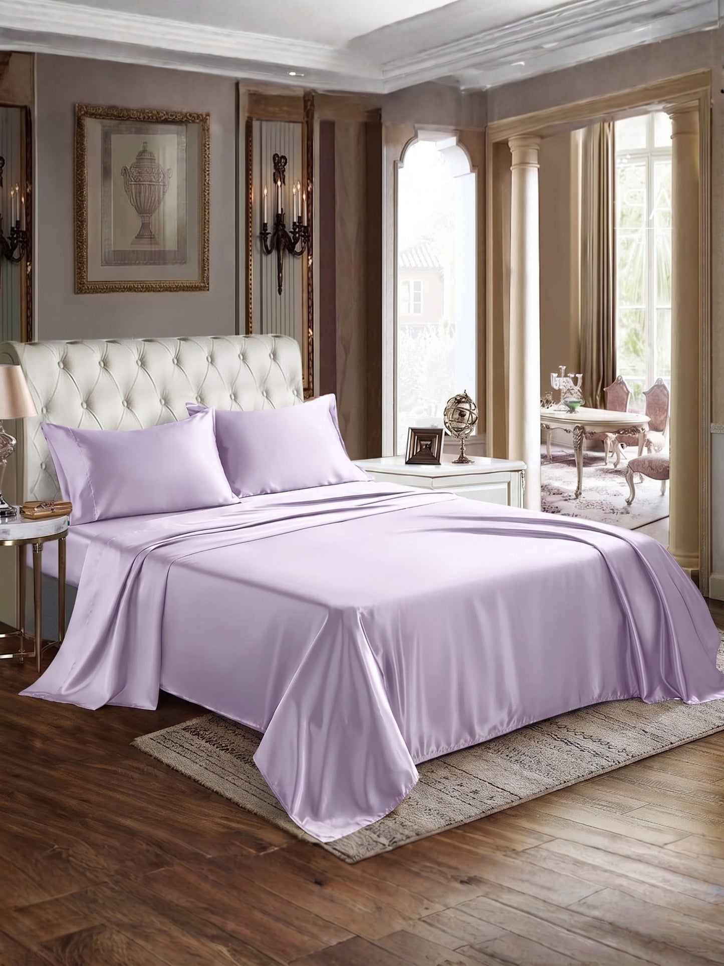 AtoZ Home Decor 400 TC Satin Silk King Bedsheet Set – Soft & Breathable