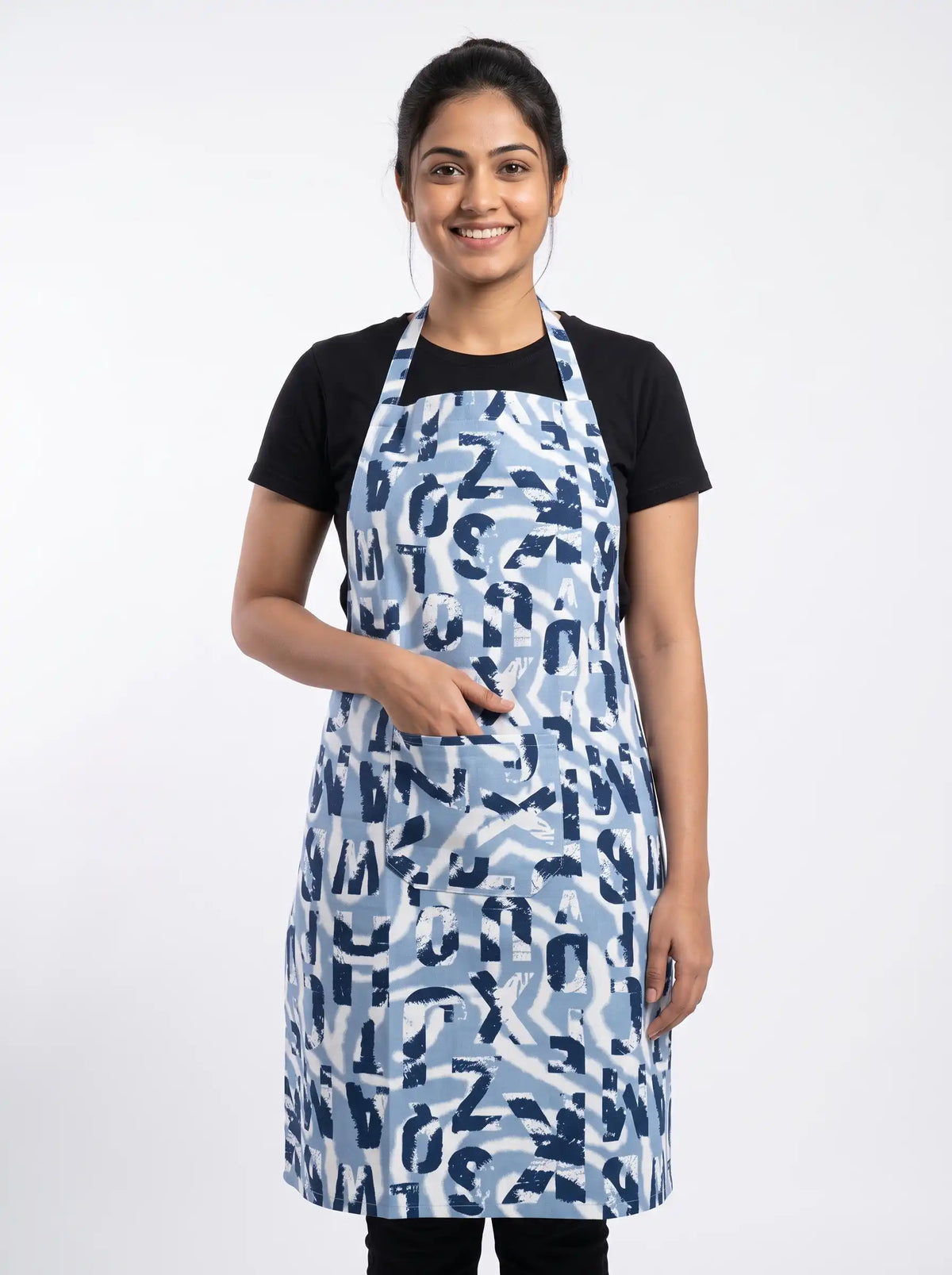 AtoZ Printed Kitchen Cooking Apron with Pocket & Waterproof Backing