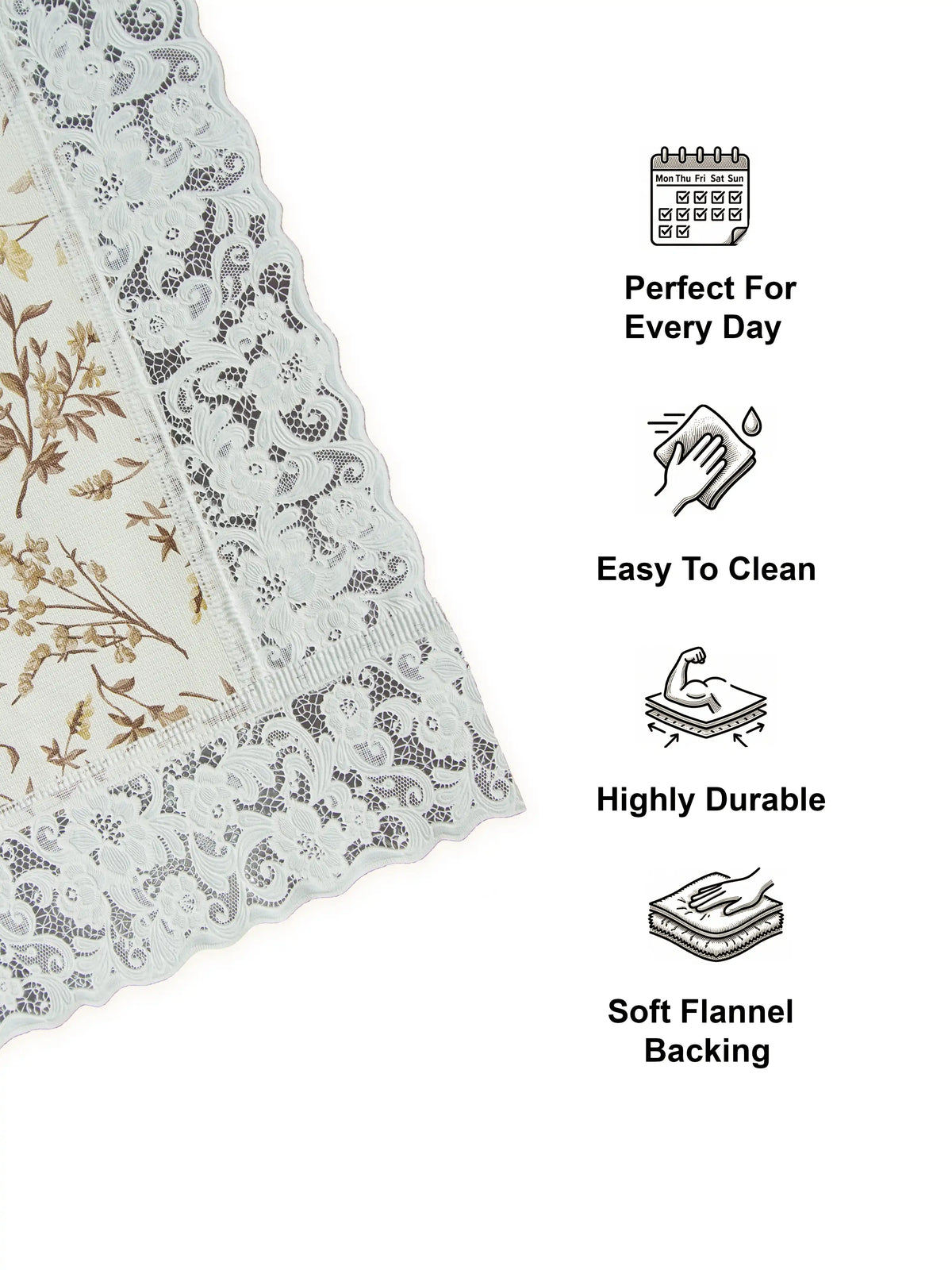 Freelance Tuscany Plastic Center Table Cover | Cream/Brown Floral 60x36"