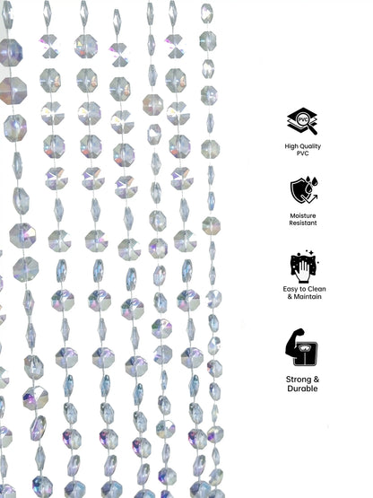 Atoz Home Decor Crystal Beaded Room Divider Curtain| Faceted PVC | 4x7 ft