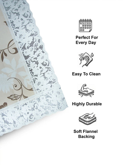 Freelance Tuscany Plastic Center Table Cover | Beige/Brown Floral 60x36 inches.