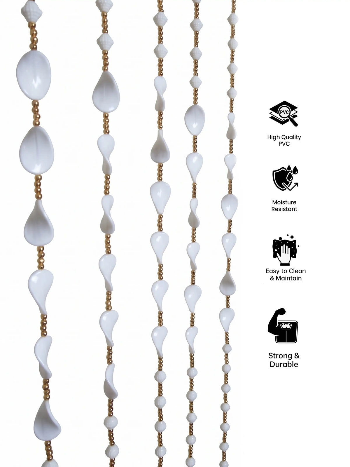 Atoz Home Decor White Teardrop Beaded Door Curtain | PVC | 4x7 ft
