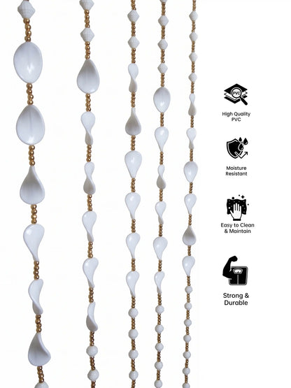 Atoz Home Decor White Teardrop Beaded Door Curtain | PVC | 4x7 ft