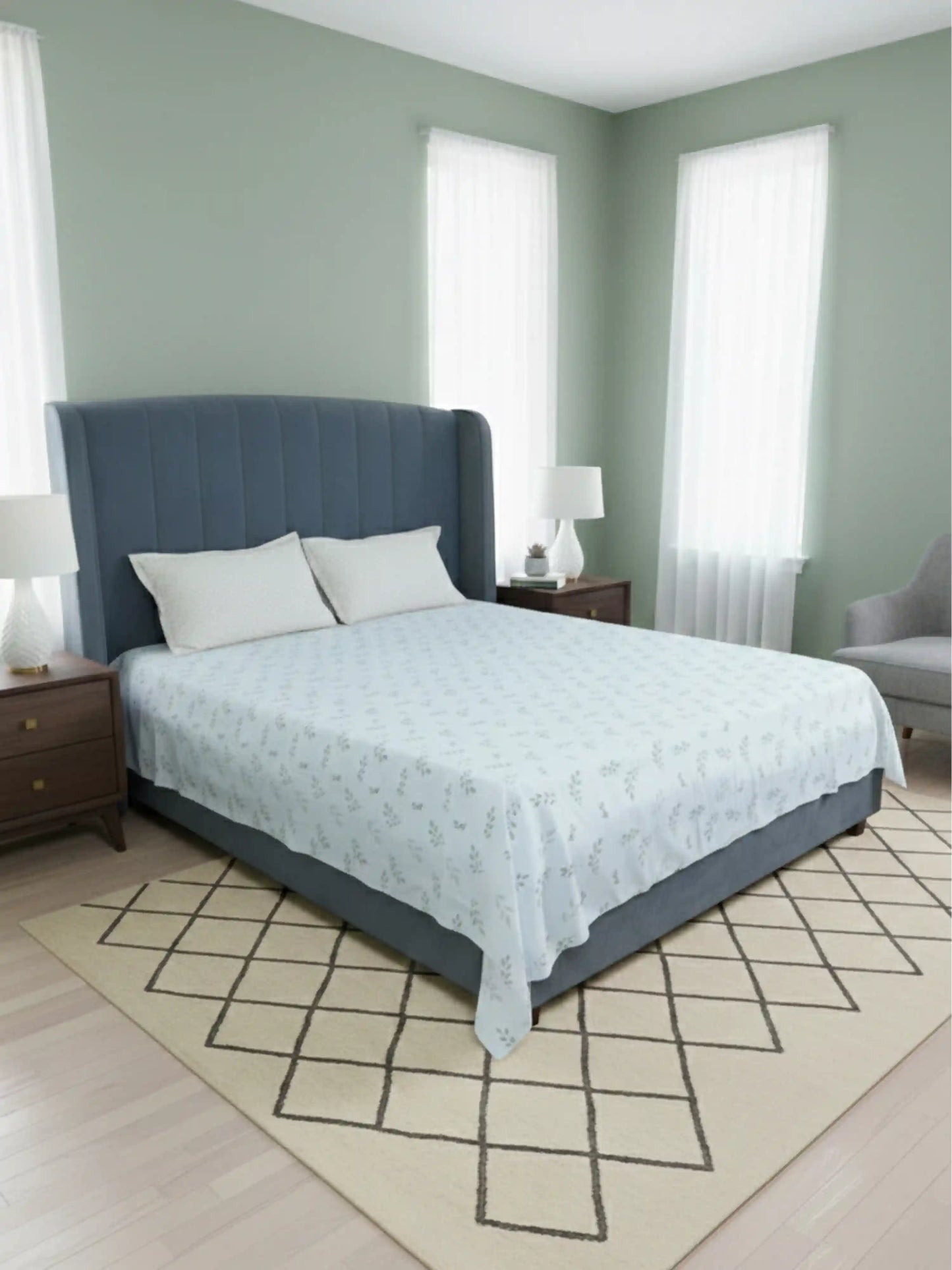 Premium Light Brown Fern Pattern Cotton Double Bedsheet