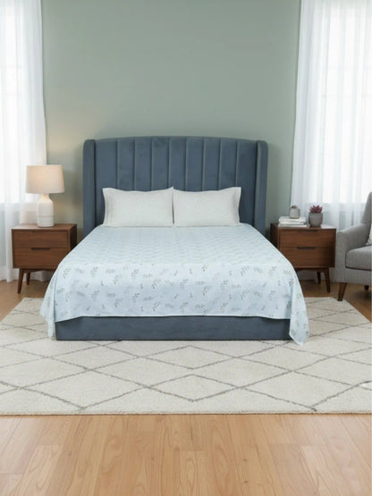 Premium Light Brown Fern Pattern Cotton Double Bedsheet