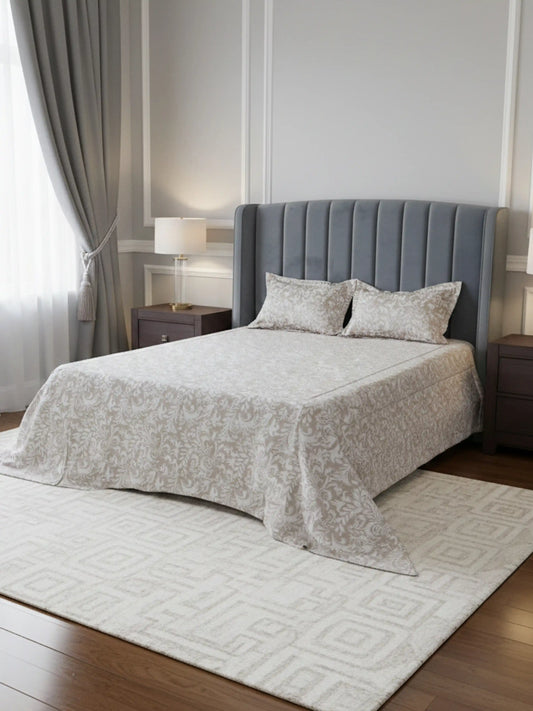 Soft Feel, Elegant Damask Pattern King Bed Sheet Set – 100% Cotton (300 TC)