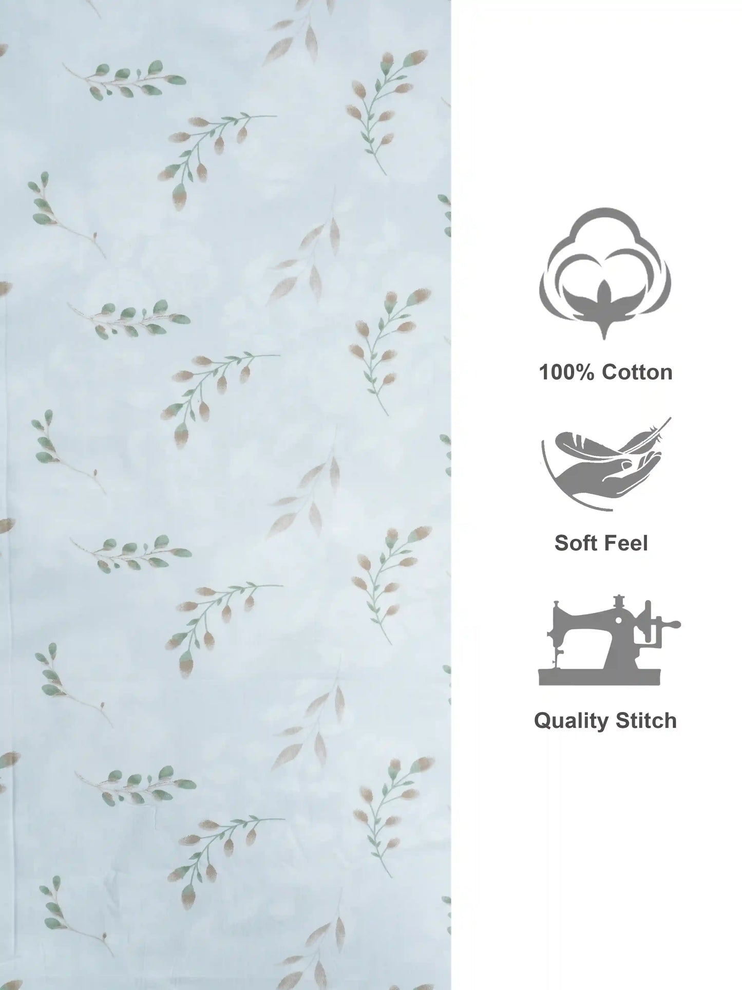 Premium Light Brown Fern Pattern Cotton Double Bedsheet