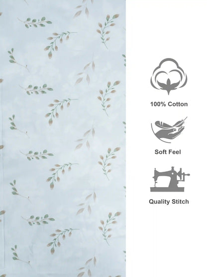 Premium Light Brown Fern Pattern Cotton Double Bedsheet