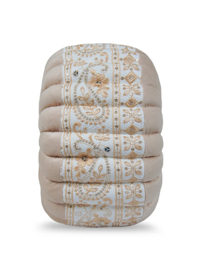 Bellagio Desenhista Dhol Round Velvet Tufted Cushions (12" x 12") – Pack of 2 Decorative Pintuck Throw Pillows