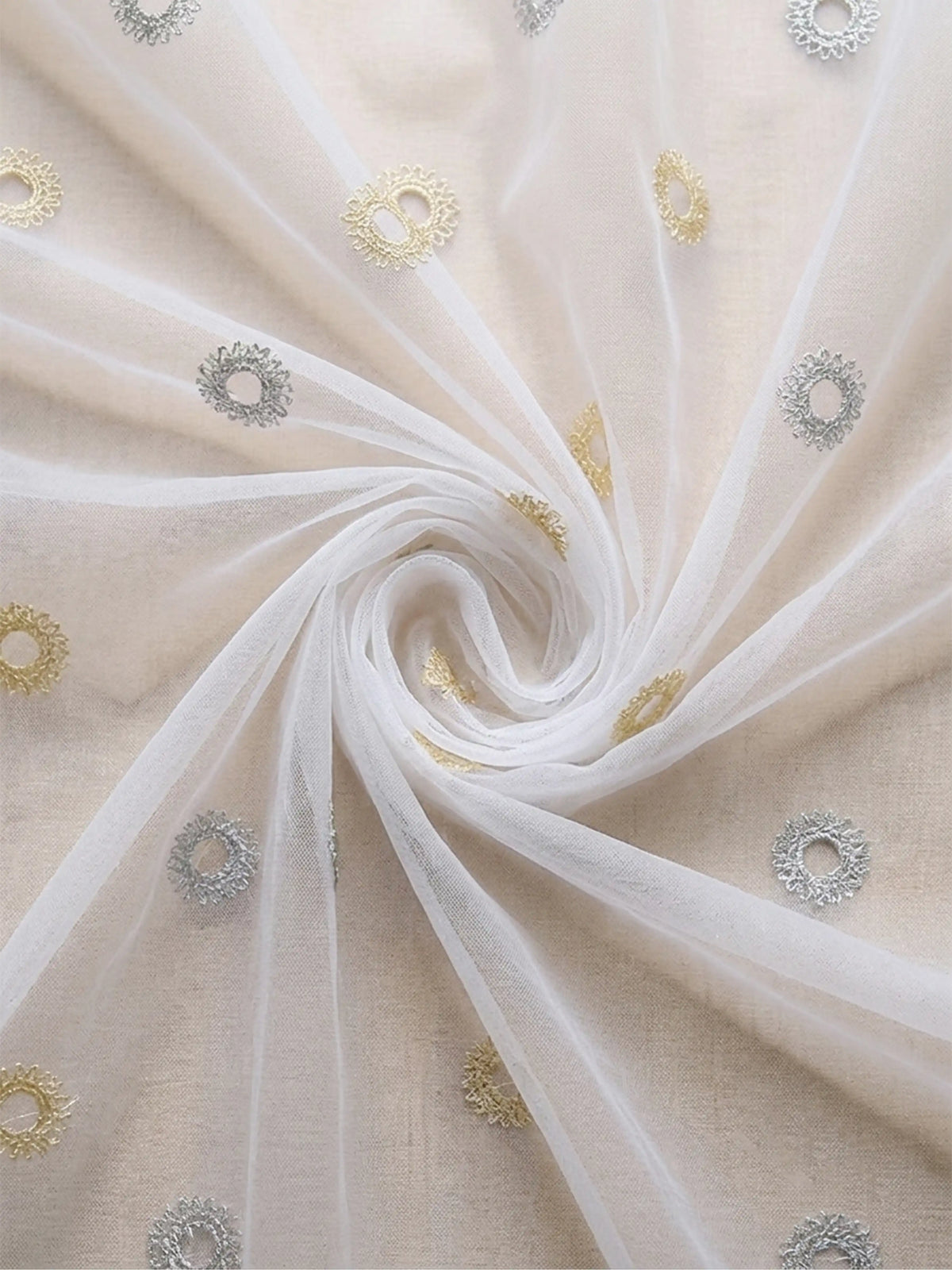 Evabella Elegant Circular Embroidery Sheer Grommet Curtains | 6 colors and 3 lengths