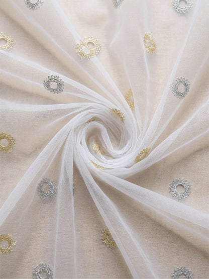 Evabella Elegant Circular Embroidery Sheer Grommet Curtains | 6 colors and 3 lengths