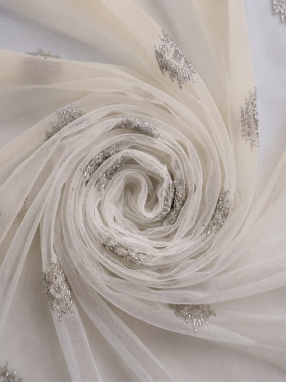Evabella Embroidered Geometric Diamond Sheer Grommet Curtains | 100% Polyester