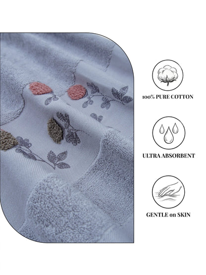 Stylla 4-Piece Embroidered Cotton Towel Set | 2 Bath & 2 Hand Towels