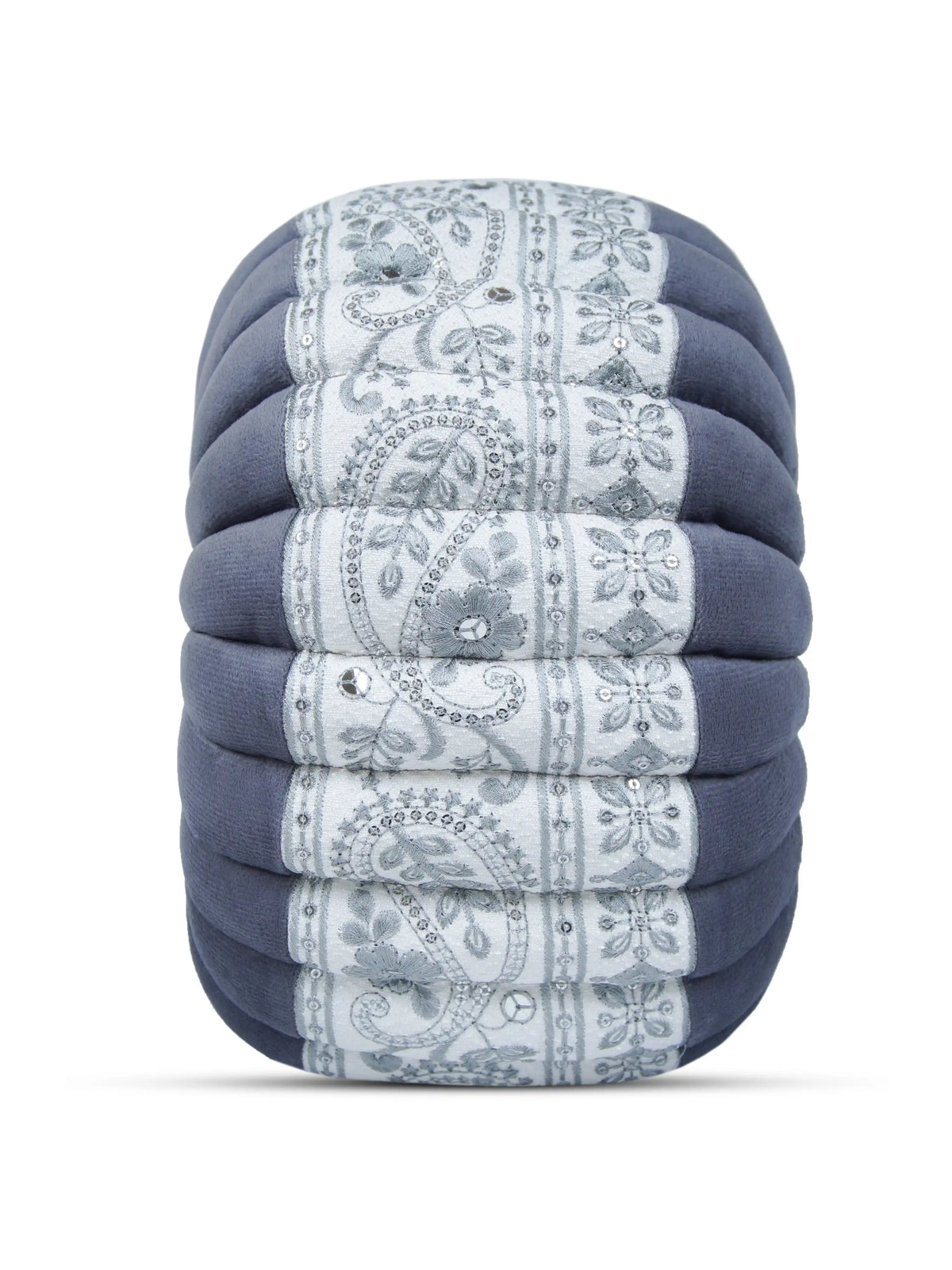 Bellagio Desenhista Dhol Round Velvet Tufted Cushions (12" x 12") – Pack of 2 Decorative Pintuck Throw Pillows