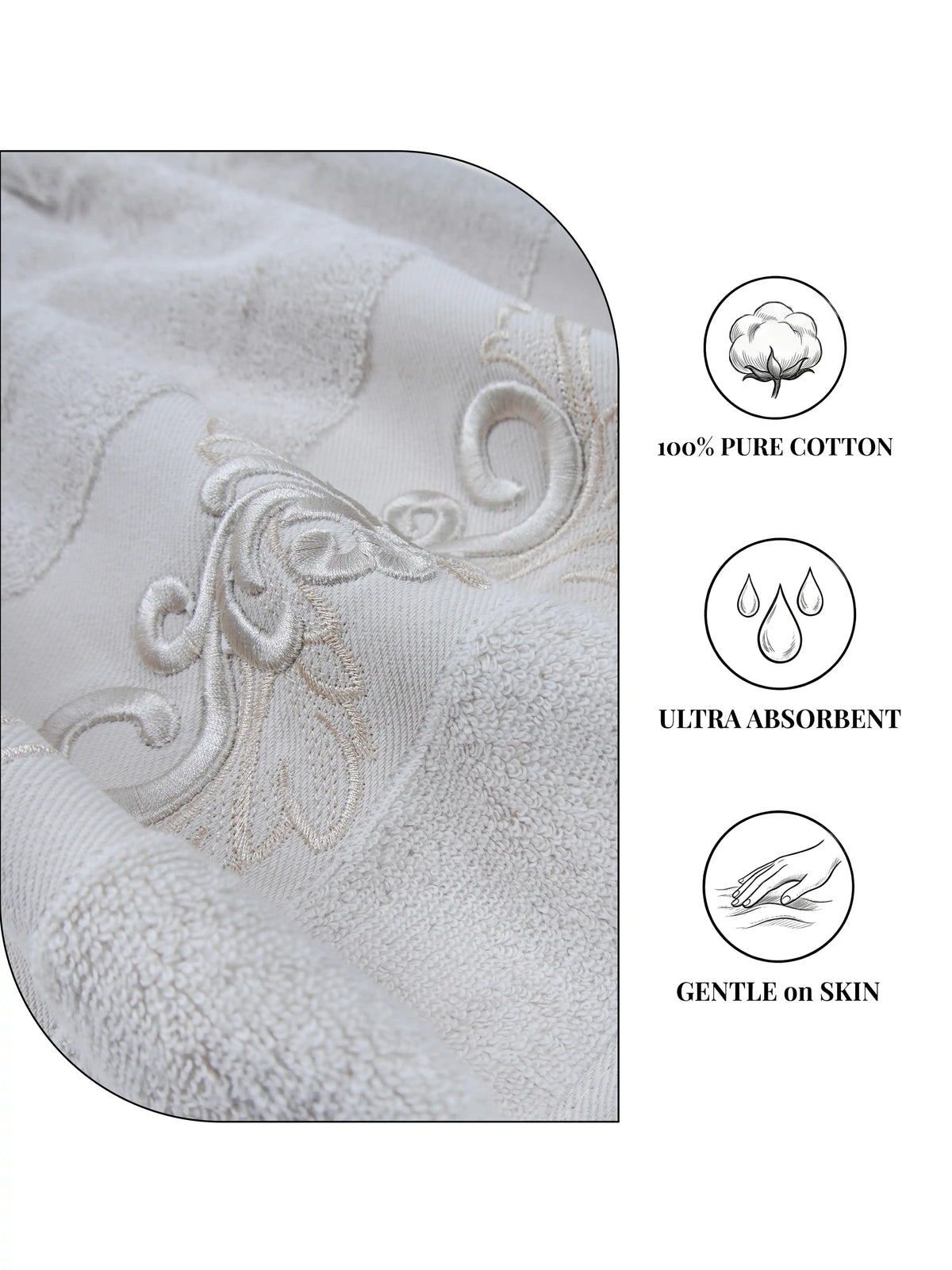 Stylla 4-Piece Embroidered Cotton Towel Set | 2 Bath & 2 Hand Towels