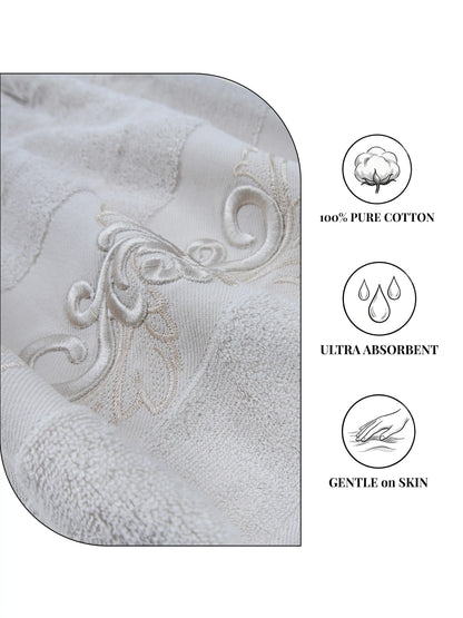 Stylla 4-Piece Embroidered Cotton Towel Set | 2 Bath & 2 Hand Towels