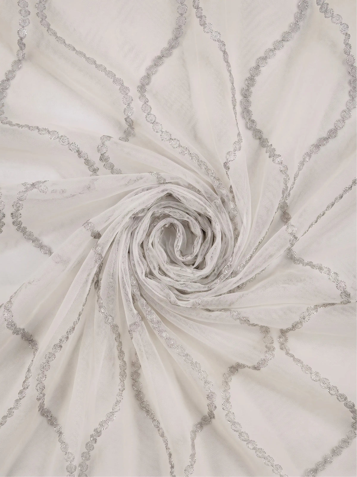 Evabella Embroidered Ogee Trellis Sheer Grommet Curtains | 100% Polyester