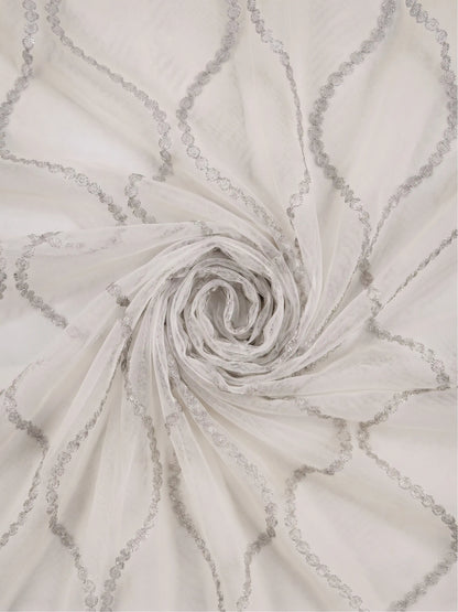 Evabella Embroidered Ogee Trellis Sheer Grommet Curtains | 100% Polyester