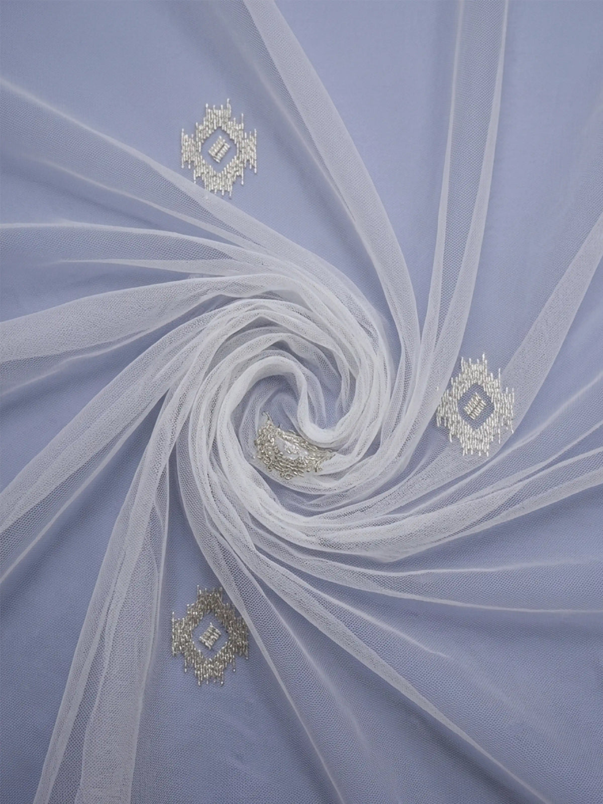 Evabella Embroidered Geometric Diamond Sheer Grommet Curtains | 100% Polyester