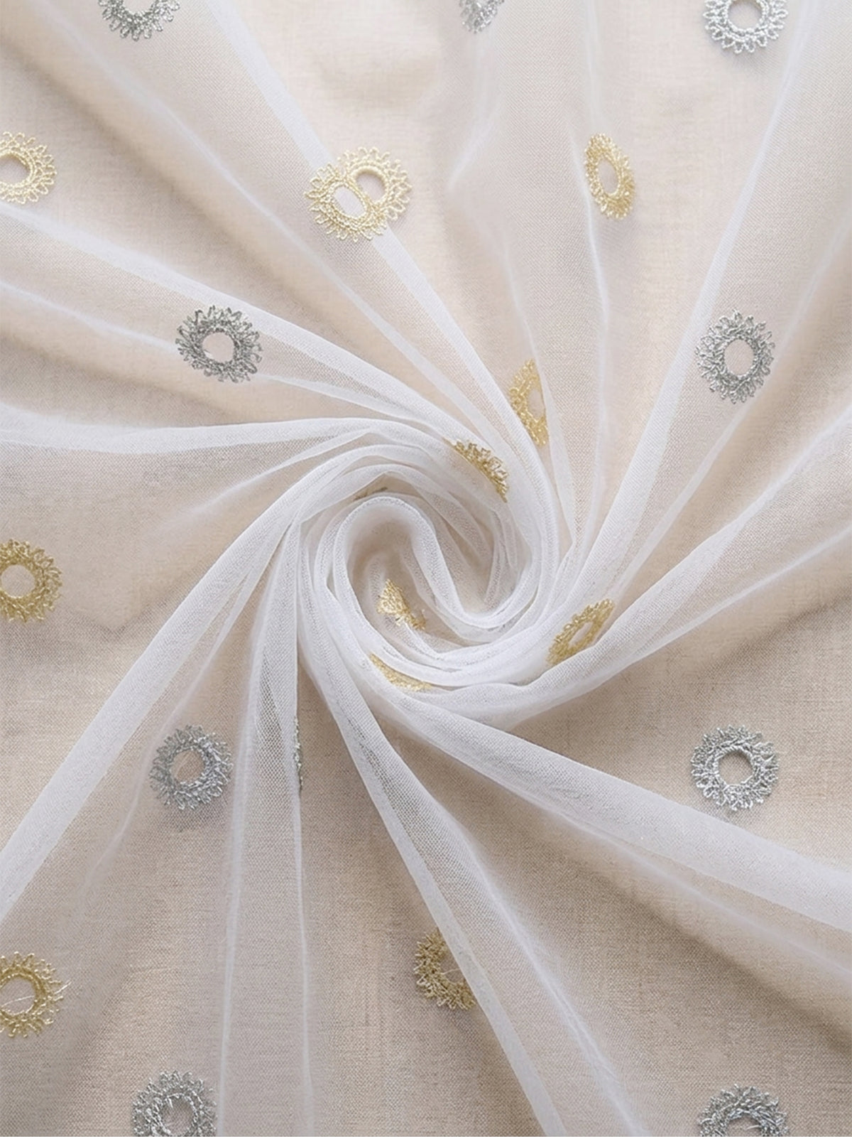 Evabella Elegant Circular Embroidery Sheer Grommet Curtains | 6 colors and 3 lengths