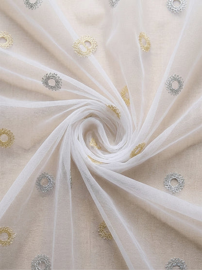 Evabella Elegant Circular Embroidery Sheer Grommet Curtains | 6 colors and 3 lengths