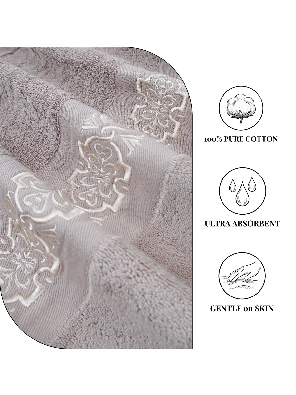 Stylla 4-Piece Embroidered Cotton Towel Set | 2 Bath & 2 Hand Towels