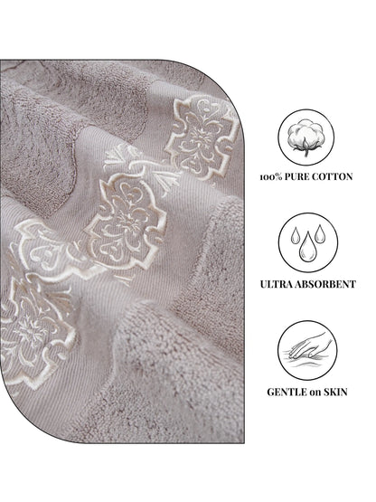 Stylla 4-Piece Embroidered Cotton Towel Set | 2 Bath & 2 Hand Towels