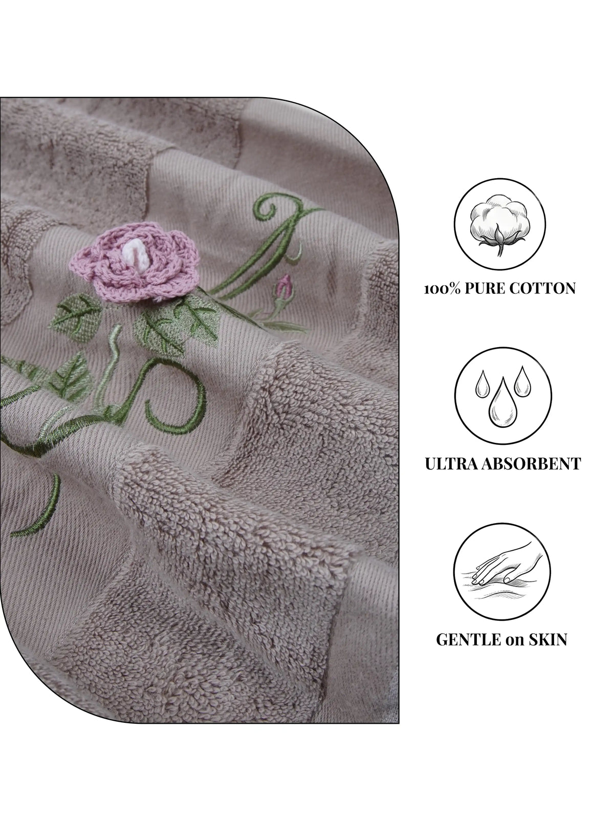 Stylla 4-Piece Embroidered Cotton Towel Set | 2 Bath & 2 Hand Towels
