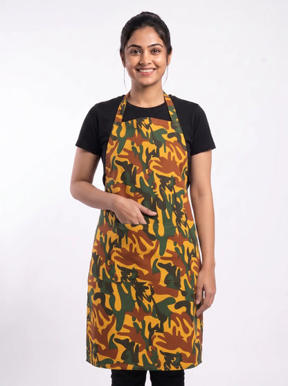 AtoZ Printed Kitchen Cooking Apron with Pocket & Waterproof Backing
