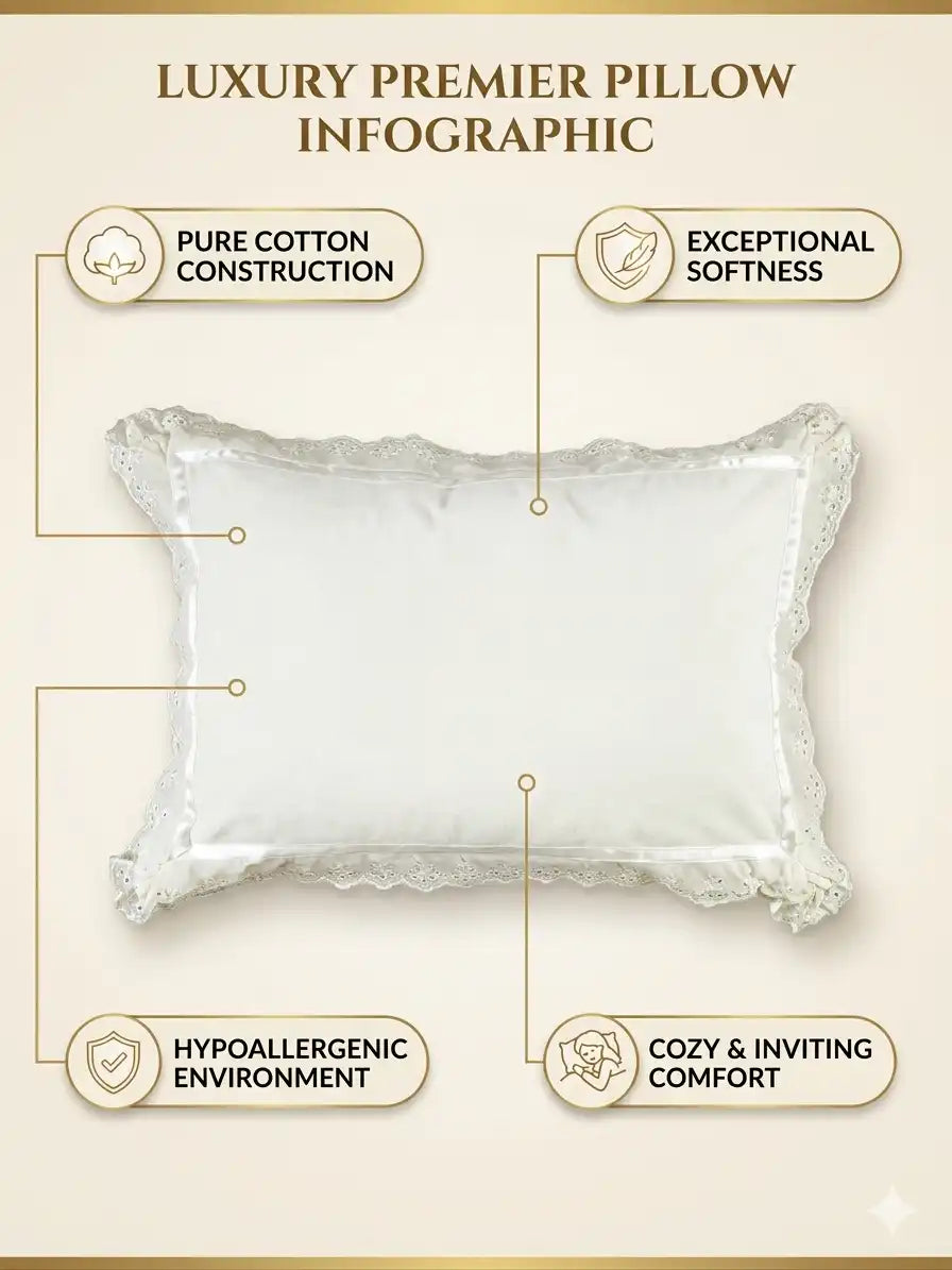 AtoZ Home Decor Cotton Lace Border Pillow Covers (Set of 1 & 2)
