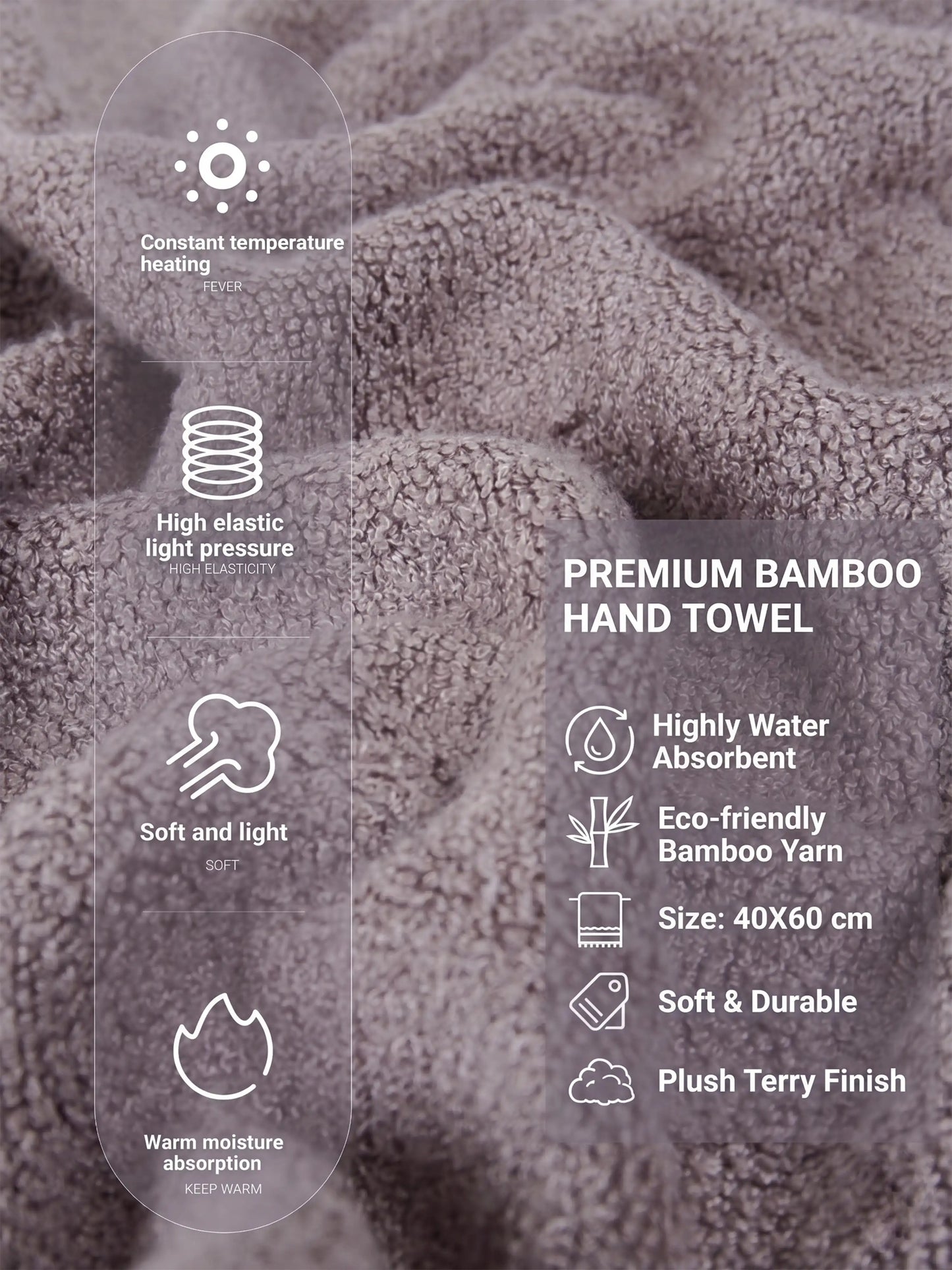 AtoZ Home Decor Bamboo Hand Towel Set (40x60 CM)