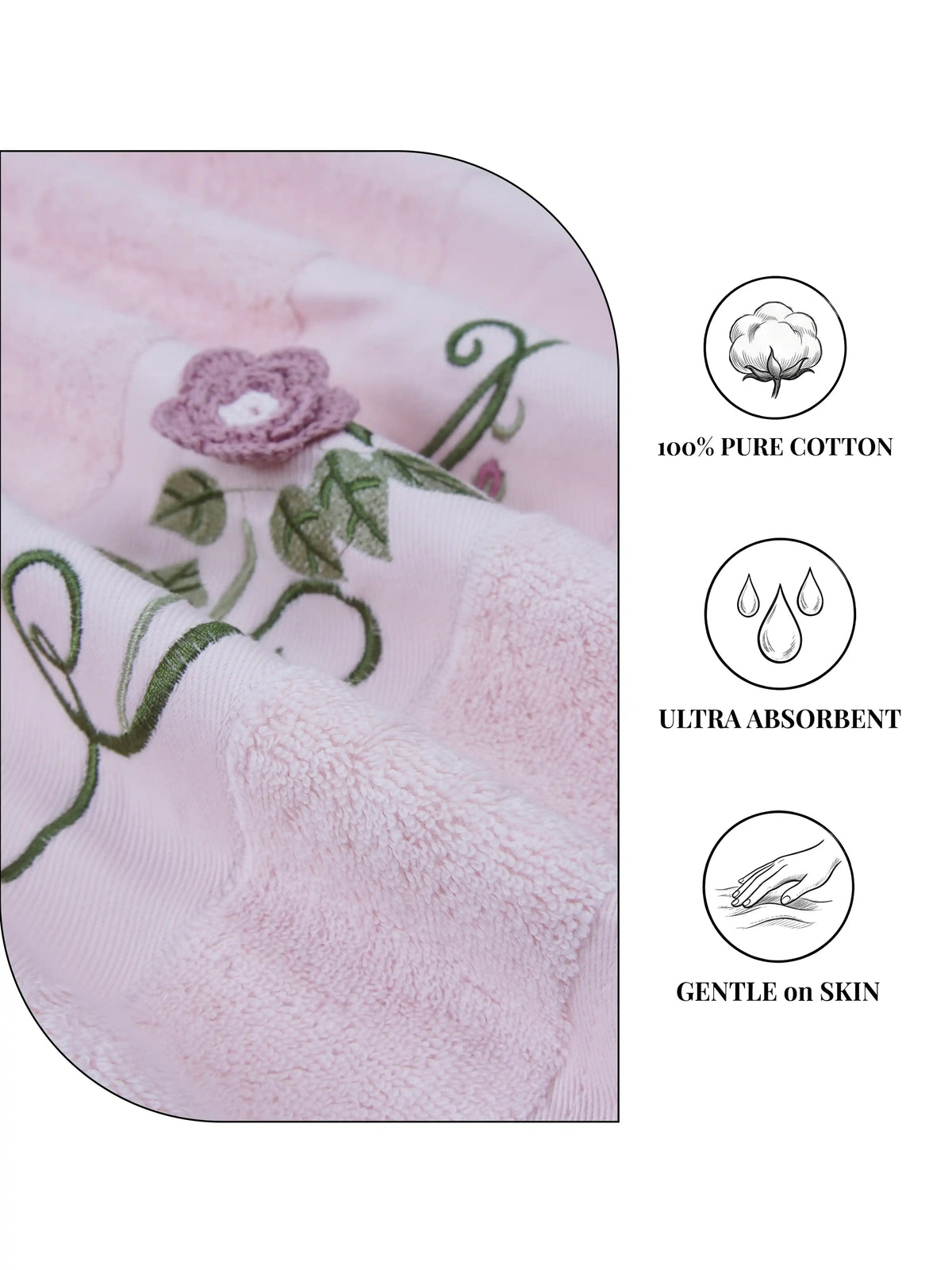 Stylla 4-Piece Embroidered Cotton Towel Set | 2 Bath & 2 Hand Towels