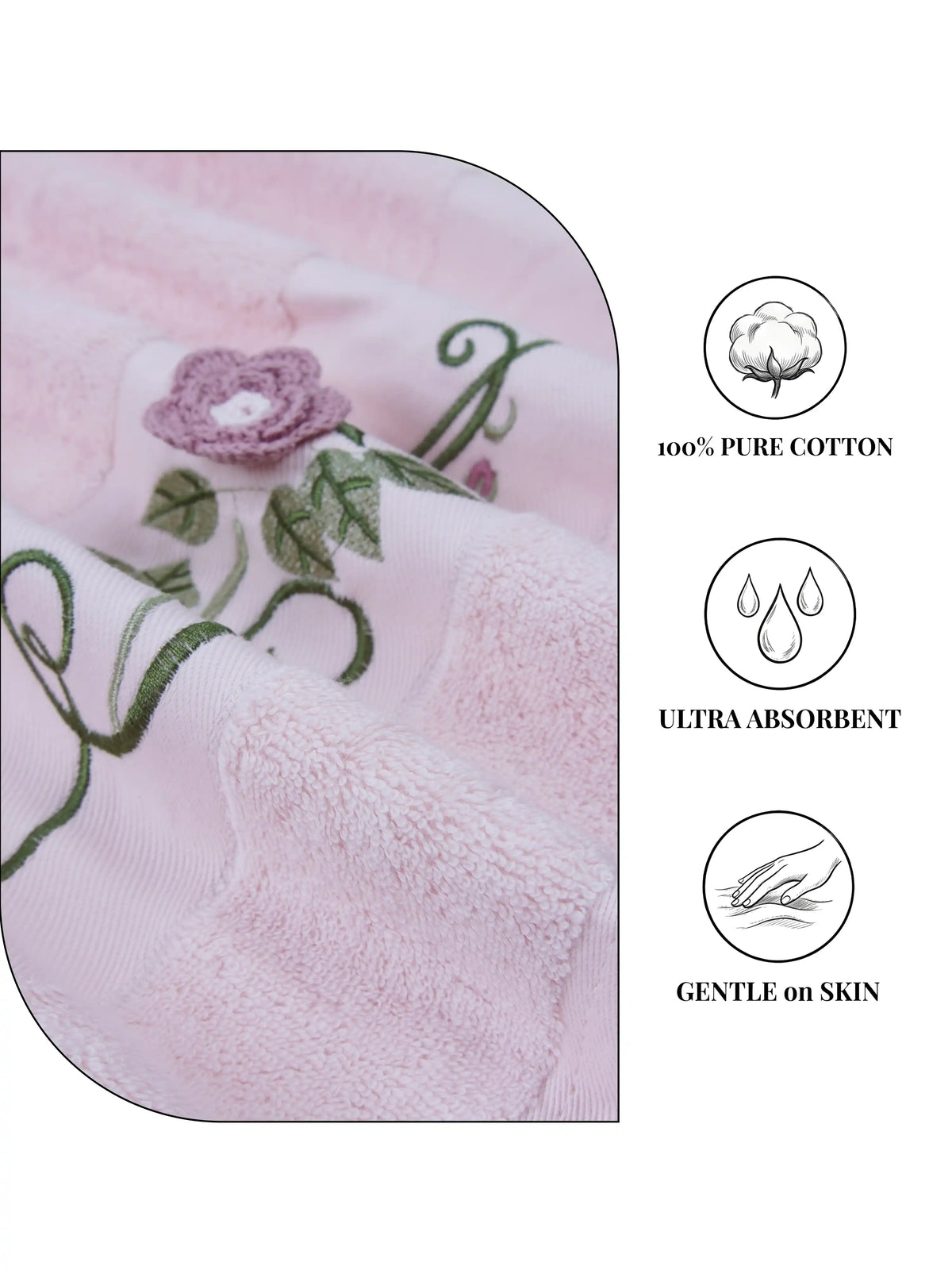 Stylla 4-Piece Embroidered Cotton Towel Set | 2 Bath & 2 Hand Towels