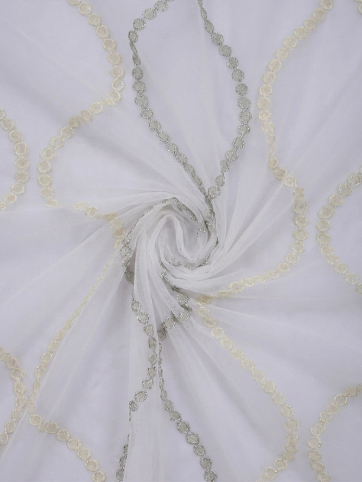 Evabella Embroidered Ogee Trellis Sheer Grommet Curtains | 100% Polyester