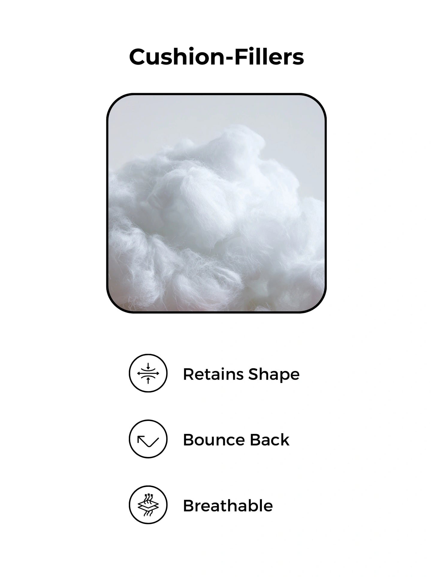 Fiber Cushion | Soft & Supportive White Cushion for Sofa, Bed & Chair