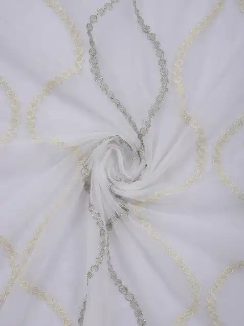 Evabella Embroidered Ogee Trellis Sheer Grommet Curtains | 100% Polyester